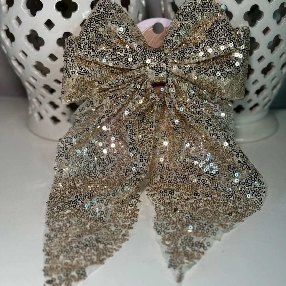 New Coquette Sparkling Sequin Hair Bow for Girl - Coquette Barrettes Elegant